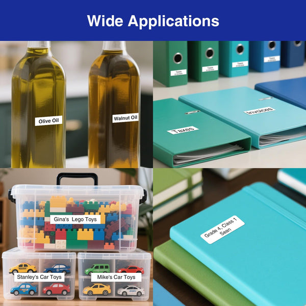 SUPVAN E11 Bluetooth Label Maker Machine with 4 Tapes, Support Keyboard & App with 40 Fonts and 450+ Icons, Rechargeable Inkless Labeler for Home, Kitchen, Office, School Organization, Black