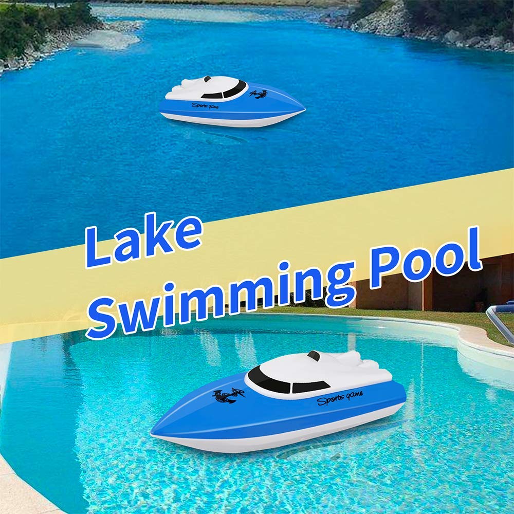 SZJJX RC Boat, Remote Control Boats for Lake/Pool/Pond, 2.4 GHz High Speed Mini Boats, Outdoor Adventure Electric RC Racing Boats for Adults & Kids-Blue