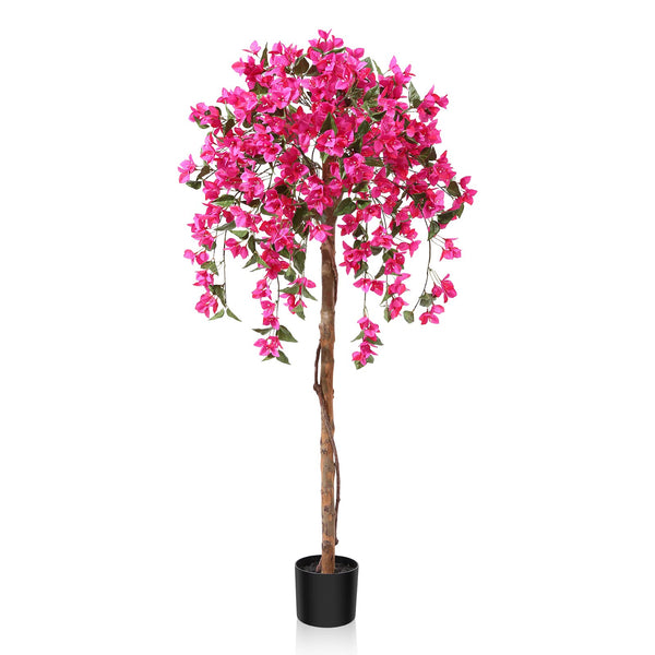 Fopamtri Artificial Plants Bougainvillea Tree 150 cm Artificial Blossom Tree, Fake Plants in Pot Large Pink Artificial Tree with Flowers for Home