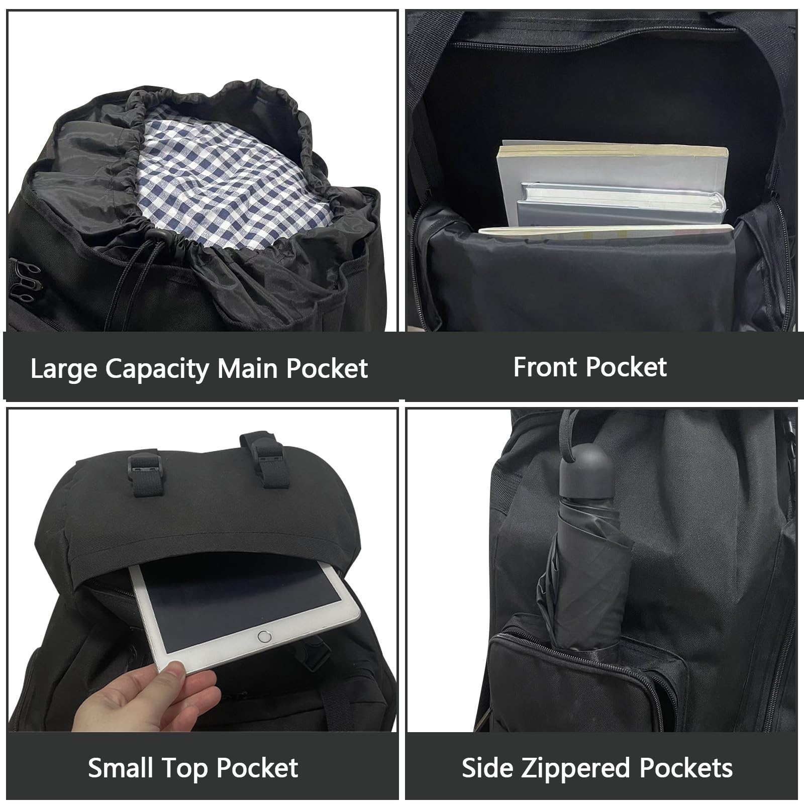 Ogetok 80L Hiking Backpack Camping Rucksack, 80 liters Large Capacity Outdoor Knapsack Travel Climbing Mountaineering Carry On Backpack Bag, Trekking Backpacking for Men Women, Black