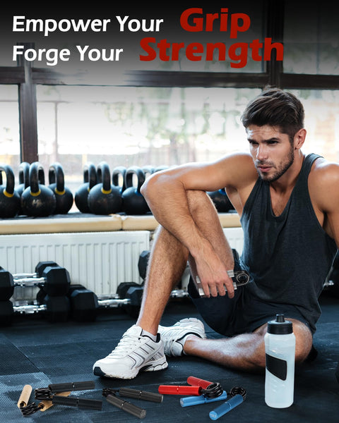 Hozzen Grip Strengthener Trainer Set - 6 Pack Metal Hand Grips Strengthener 100-350LBS, Heavy-Duty Wrist Forearm Strengthener with 6 Rolls of Grip