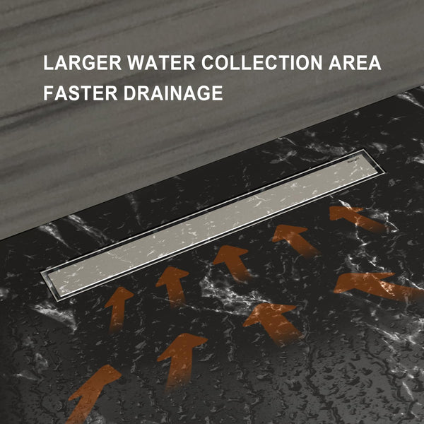 Ibergrif M42001-50 Linear Shower Drain 500mm, 2 in1 Double-sided Tile Insert Stainless Steel Invisible Bathroom Floor Drain Set with Odor Stop and