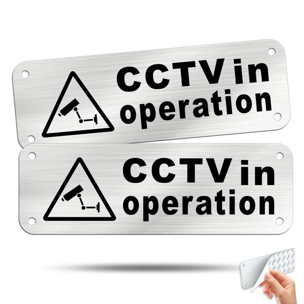 TAKULA Pre-drilled CCTV Sign - 15 * 15cm Aluminium Brushed Metal Sign - 24 HR Outdoor Waterproof, UV Resistant, Durable | Pack of 1