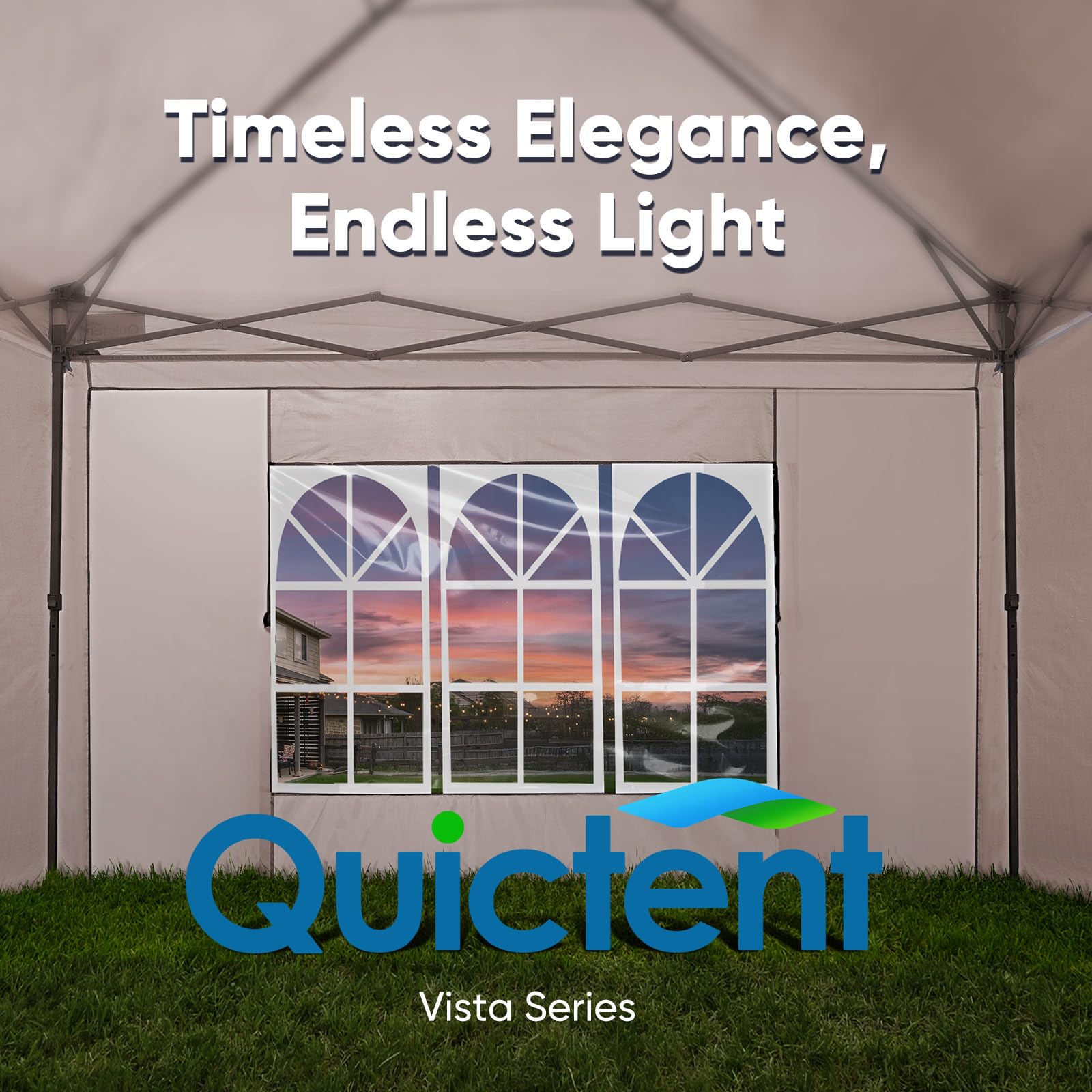 Quictent Pop Up Canopy Gazebo with Removable Sidewalls, Adjustable Height Event Shelter, 3x3m (10x10ft) Portable Tent for Garden Party, Camping, White