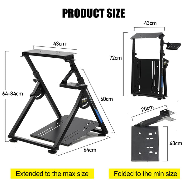 GTPLAYER Steering Wheel Stand for G25 G27 G29 G920 Foldable Racing Wheel Stand with Cup Holder Adjustable Height/Angle, Driving Simulator Gaming Wheel Stand