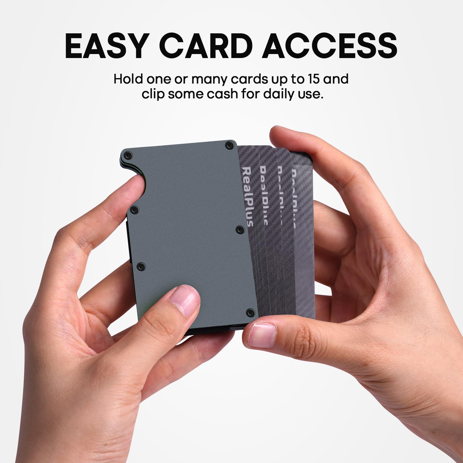 RealPlus Carbon Fiber Wallet, RFID Blocking Card Holder for Men, Minimalist Money Clip-Gifts for Men, Fathers, Boyfriends Birthday