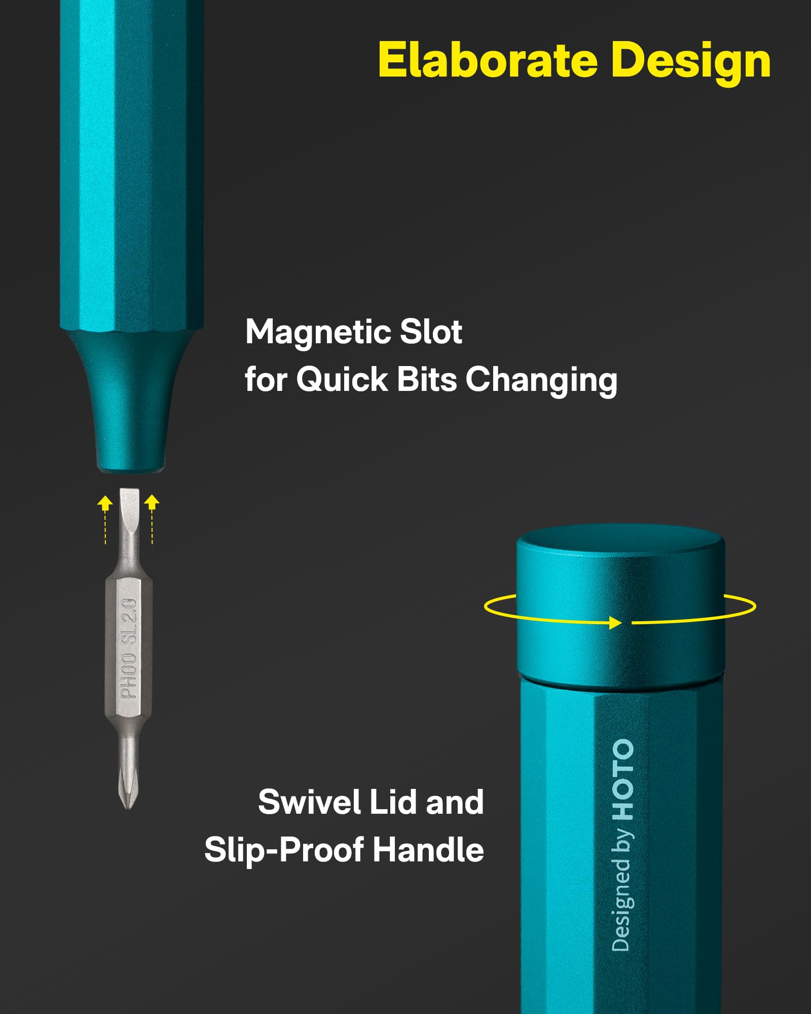 HOTO Precision Screwdriver Set, 24-in-1 Multi-Bit Screwdriver, Mini Hand Set with 12 Double End S2-Steel Bits, Ideal for Phone/Glasses/Watches/Laptop, Cinnabar Red
