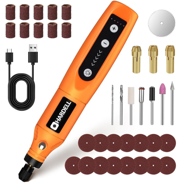 HARDELL Mini Cordless Rotary Tool, USB Charging, 5-Speed Rotary Tool Kit with 61 Accessories, Multi-Purpose 3.7V Power Multi Tool for Sanding, Polishing, Drilling, Etching, Engraving, Cutting, DIY