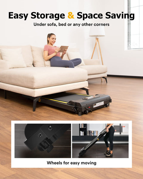 UREVO Treadmills for Home Foldable with 12 HIIT Modes, 1-10 KM/H Walking Pad Running Machine, Compact Portable Folding Treadmill with LCD Display, Full Exercise - Aerobic and Anaerobic Balance