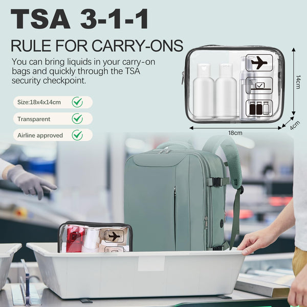 for Easyjet Cabin Bag 45x36x20, Travel Backpack with TSA Approved Clear Bag, Carry-ons Cabin Backpack for Travelling Underseat Cabin Bag Laptop Backpacks Luggage Set