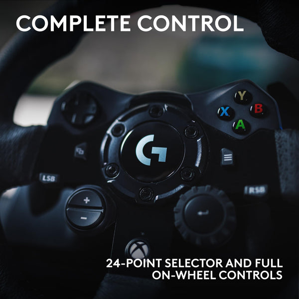 Logitech G G923 Racing Wheel and Pedals, TRUEFORCE up to 1000 Hz Force Feedback, Responsive Driving Design, Dual Clutch Launch Control, Genuine Leather Wheel Cover, for PS5, PS4, PC, Mac - Black