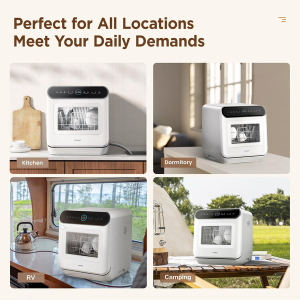 COMFEE' Table Top Dishwasher with 6 Place Settings, Mini Countertop Dishwasher for Small Families, Couples, LED display, Delay Start, 47dB Quiet Noise, White