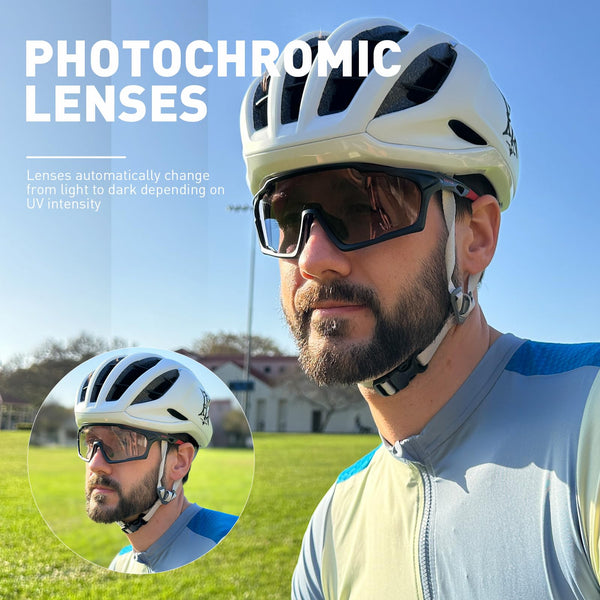 KAPVOE Photochromic Cycling Glasses, UV400 Protection, TR90 Frame, Men Women Clear Sports Sunglasses for Cycling, Running, Baseball, mtb, Driving,