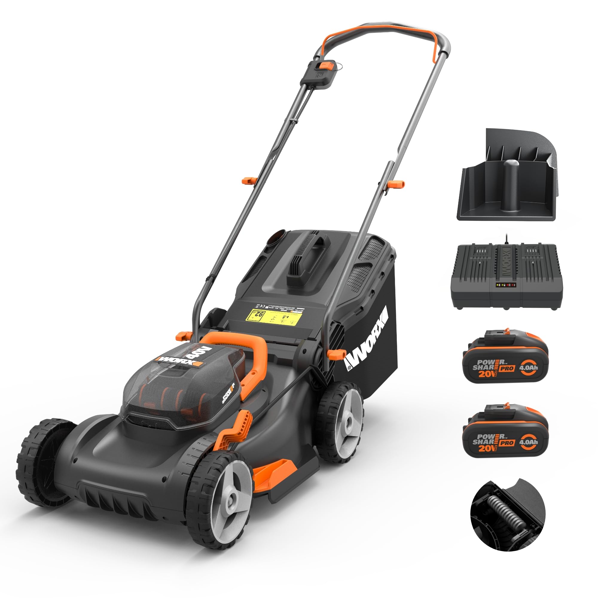 Worx WG927E 40V Cordless Lawnmower & Trimmer Twin Pack – 34cm Mower & 20V Grass Trimmer – Ideal for Medium Gardens (230㎡) Includes 2x 2.0Ah Batteries & Charger – PowerShare Compatible