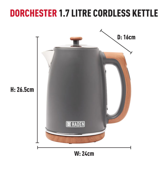Haden Dorchester Temperature Control Kettle  1.7L Digital LCD Display - 3000W Fast Boil Cordless 360 Base BPA-Free and Easy to Clean