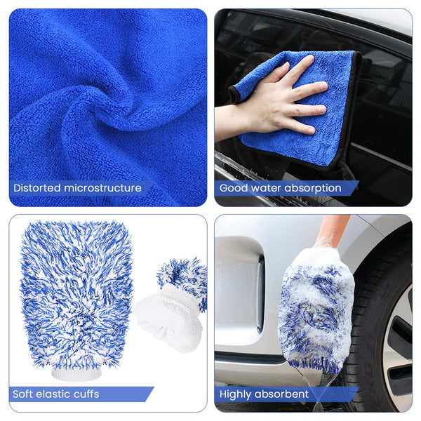 URAQT Microfibre Cleaning Cloths, 6 Pack, Two-layer Thickened Towels, Lint Free Super Absorbent Towel for Household and Car Washing, Drying, Detailing, 40x30cm