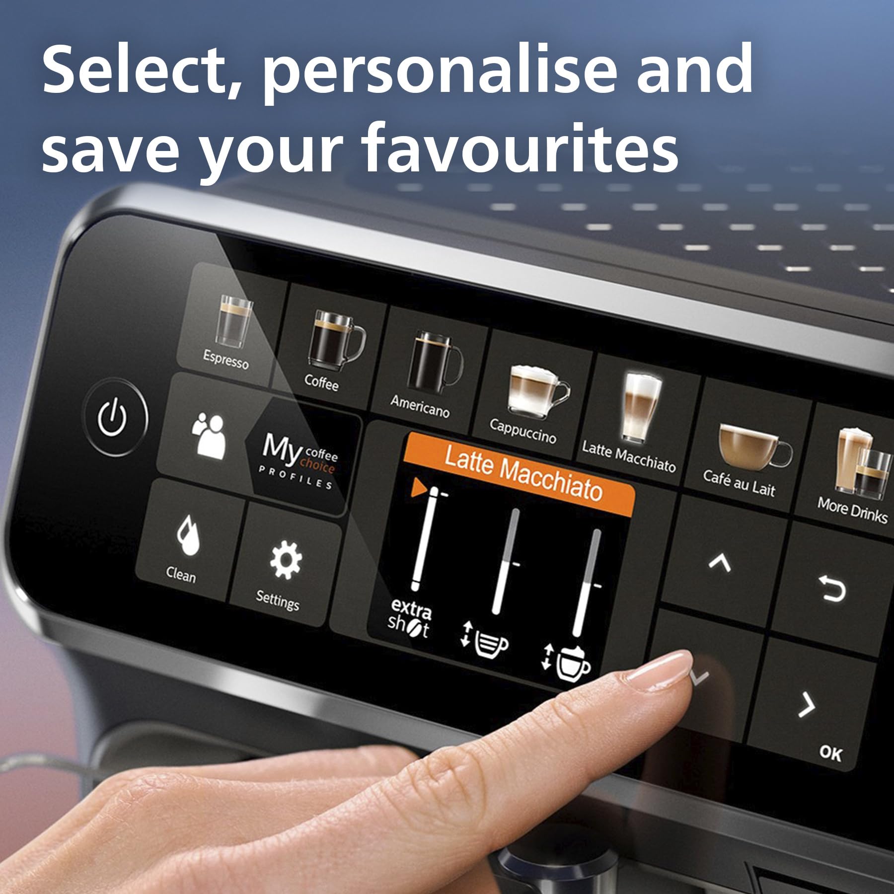 PHILIPS 5400 Series Bean to Cup Coffee Machine – 12 Coffee Varieties, LatteGo Milk Frother, Fastest-to-Clean, Ceramic Grinder, Fully Automatic Espresso & Cappuccino maker – Black, Silver (EP5446/70)