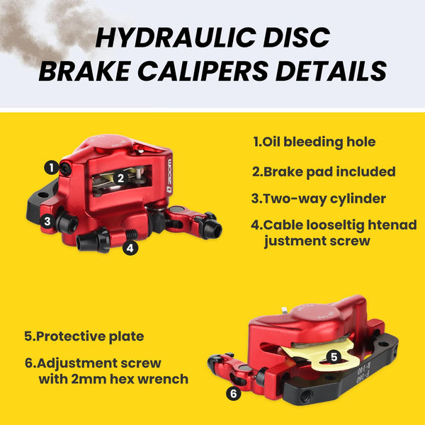 MTB Hydraulic Disc Brakes, HB-100 Hydraulic Disc Brake Caliper set Front and Rear,for Mountain Bikes, E-bike, Folding Bike