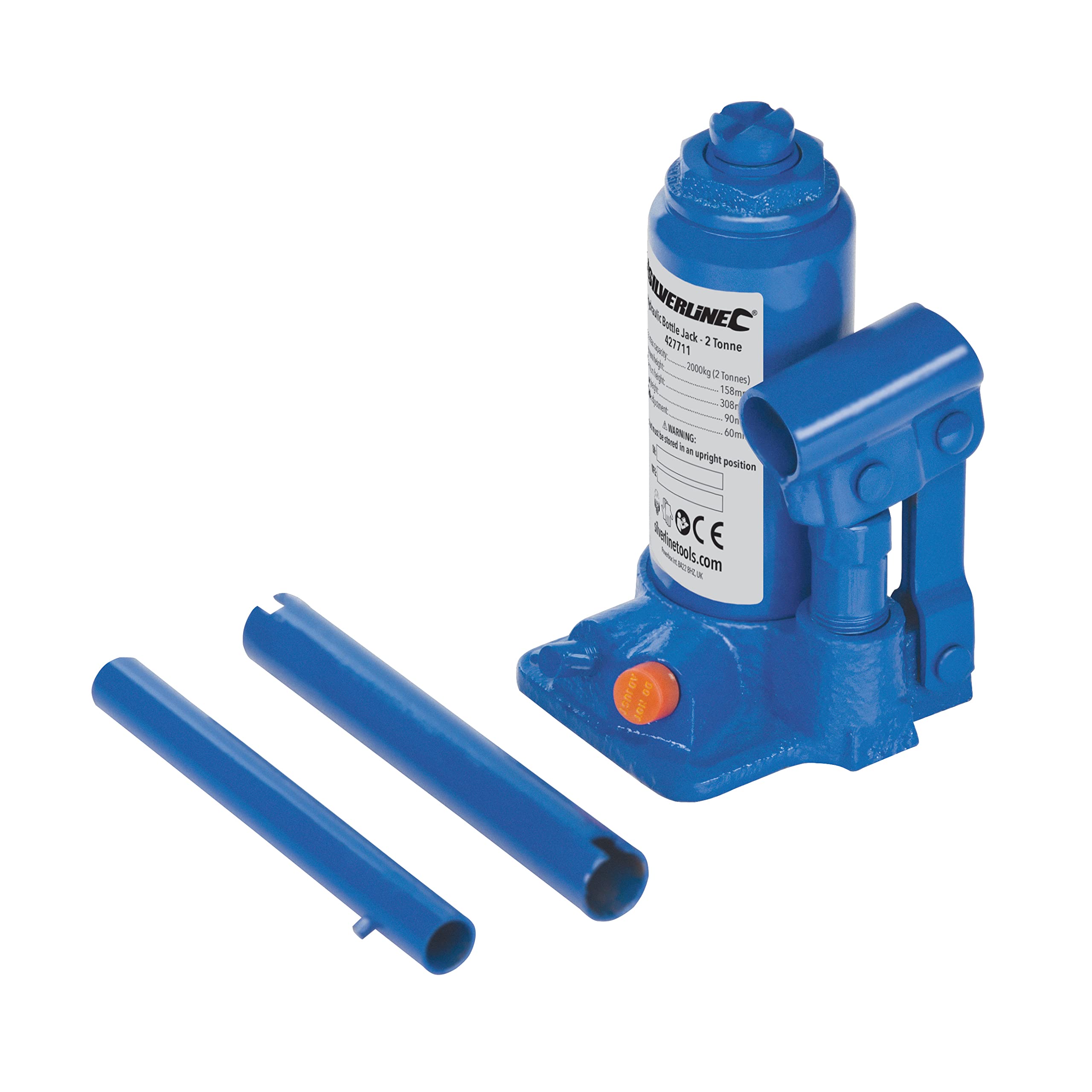 Silverline Hydraulic Bottle Jack 6 Tonne (457050), BLUE