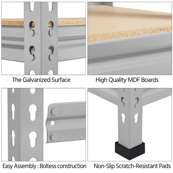 Yaheetech 5 Tier Garage Shelving Units, Heavy Duty Racking shelves, 150KG Per Shelf/750KG Capacity, 70cmx30cmx150cm（LxWxH,Dark Gray