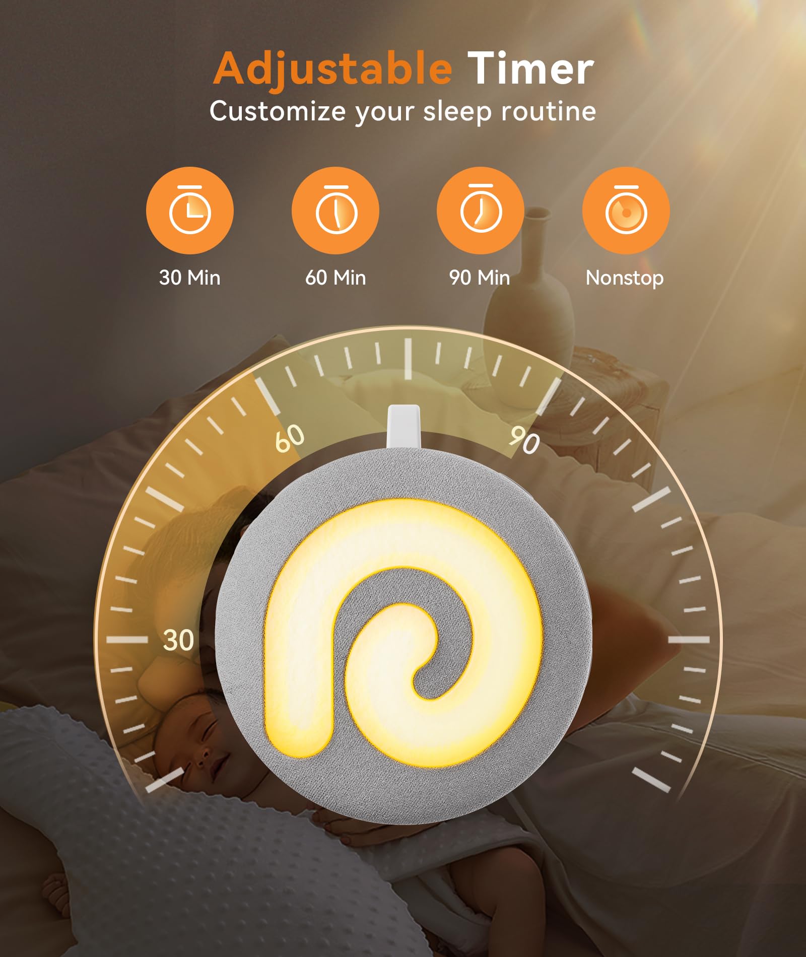 Dreamegg White Noise Machine, D11 Portable Sound Machine with Night Light for Baby Kids Adults, 21 Soothing Sounds Therapy for Sleeping Nursery Travel, USB Rechargeable Continuous or Timer Baby Gift