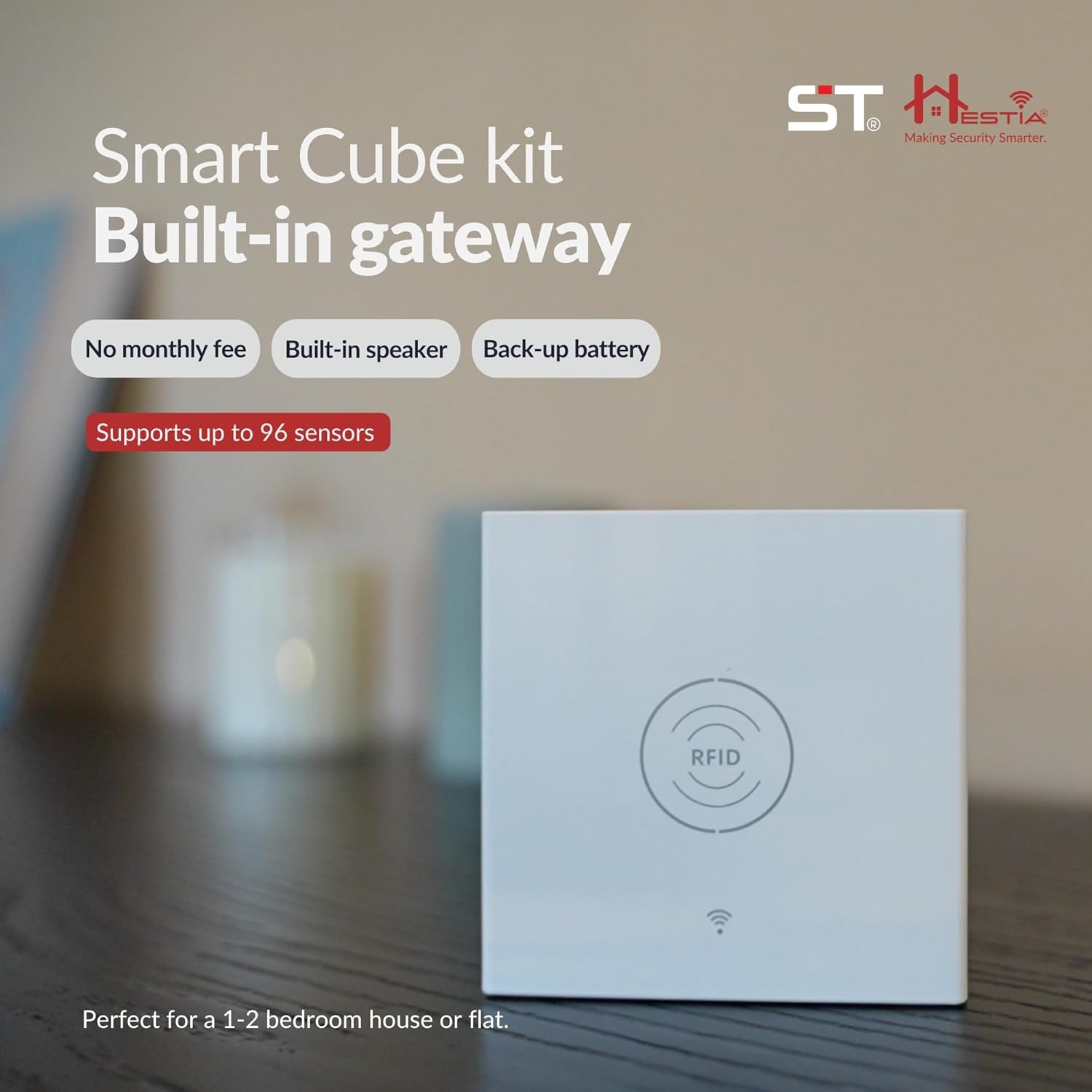 HESTIA Smart Home Security Systems, No Monthly Fee Wireless Alarm Kit, Small Home Alarm with Door Alarm, Vibration Sensor, Remote, RFID Tag, House Alarms Security System Work with Alexa Google Home