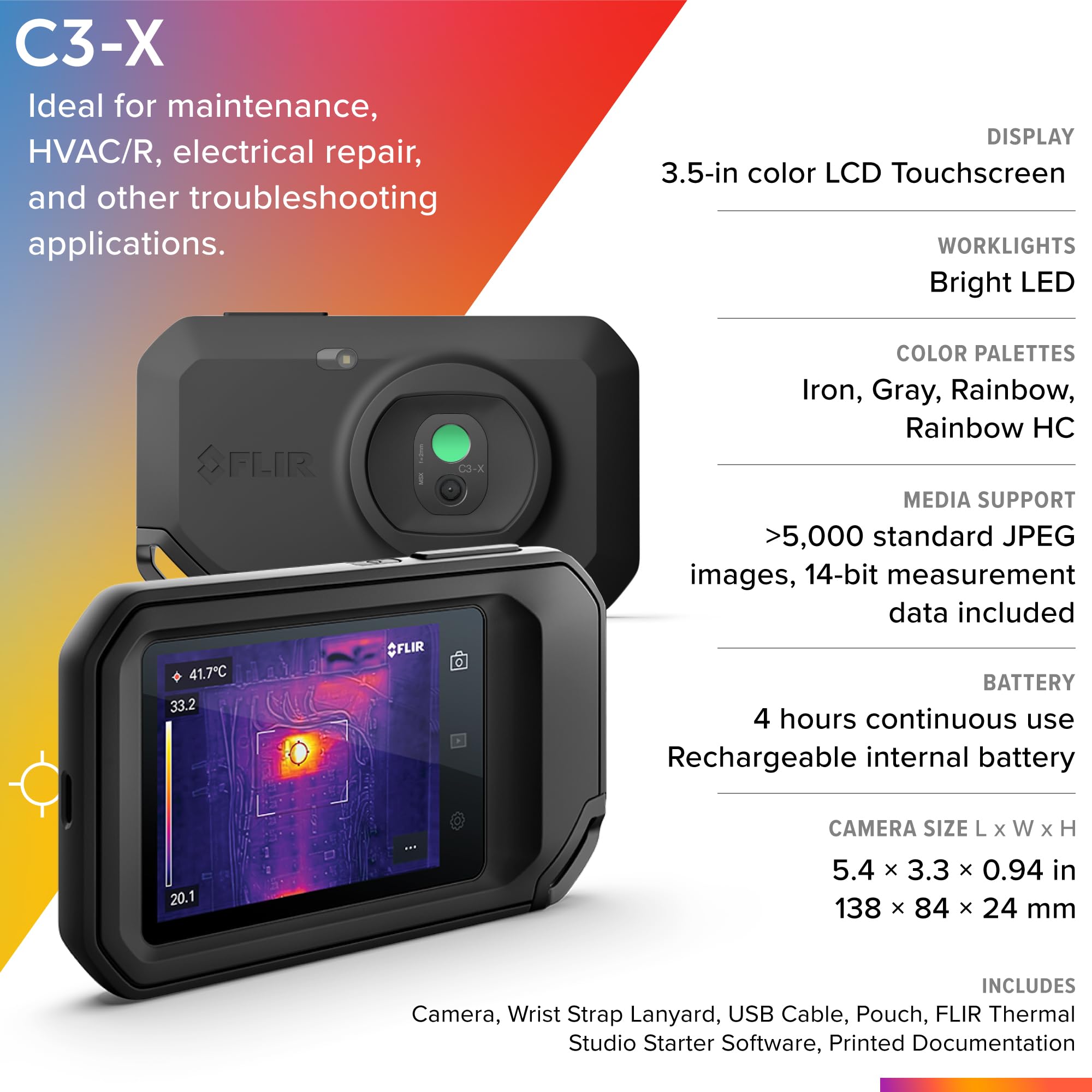 FLIR C5 Compact Thermal Imaging Camera with Wifi: High Resolution Infrared Imager for Inspection, Electrical/Mechanical, Building, and HVAC Applications
