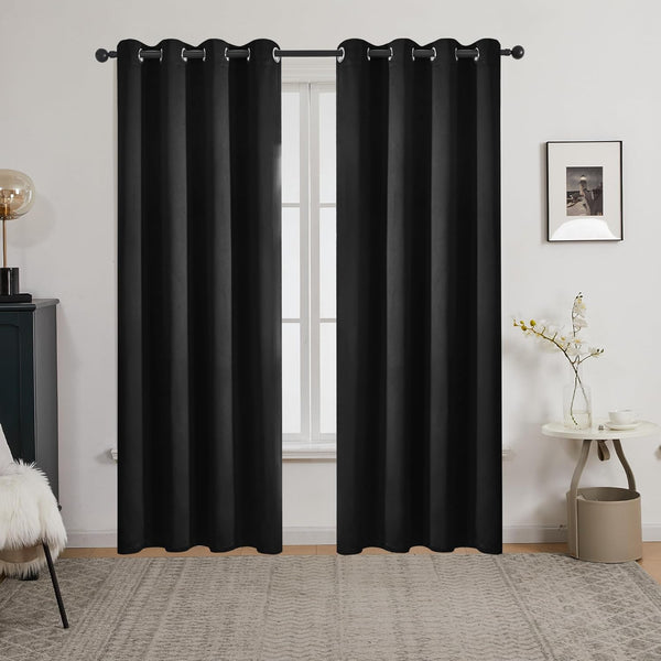 Deconovo Blackout Curtains Eyelet Super Soft Thermal Insulated Ring Top Blackout Curtains for Nursery 46 x 54 Drop Inch Dark Grey 2 Panels