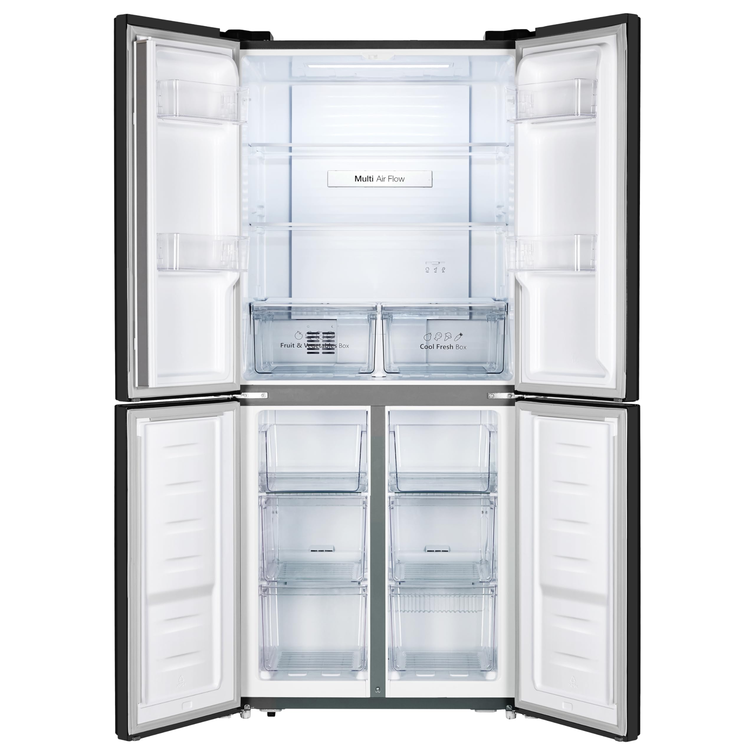 Fridgemaster MS83430EB Freestanding Slim American Side by side Door Fridge Freezer 441L, Total No Frost, Inverter compressor, Black, 83.2x178.0cm, Energy Rating E