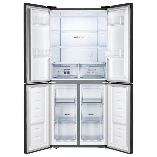 Fridgemaster MS83430EB Freestanding Slim American Side by side Door Fridge Freezer 441L, Total No Frost, Inverter compressor, Black, 83.2x178.0cm, Energy Rating E