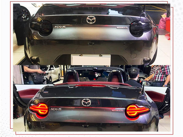 GAZOZ PERFORMANCE Exterior Accessories - Black Full LED Tail Lights with Sequential Indicator Compatible with MX5 ND 2015-2024 - Black Housing/Clear Lens