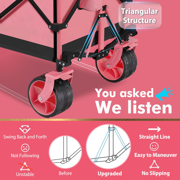 Sekey 200L Folding Festival Trolley with All-Terrain Extra Wide Wheels and Brake, Heavy-Duty Cart Loadable up to 150KG, Patented Four-Directional Foldable Design, Wagon for Beach Camping Outdoor, Grey