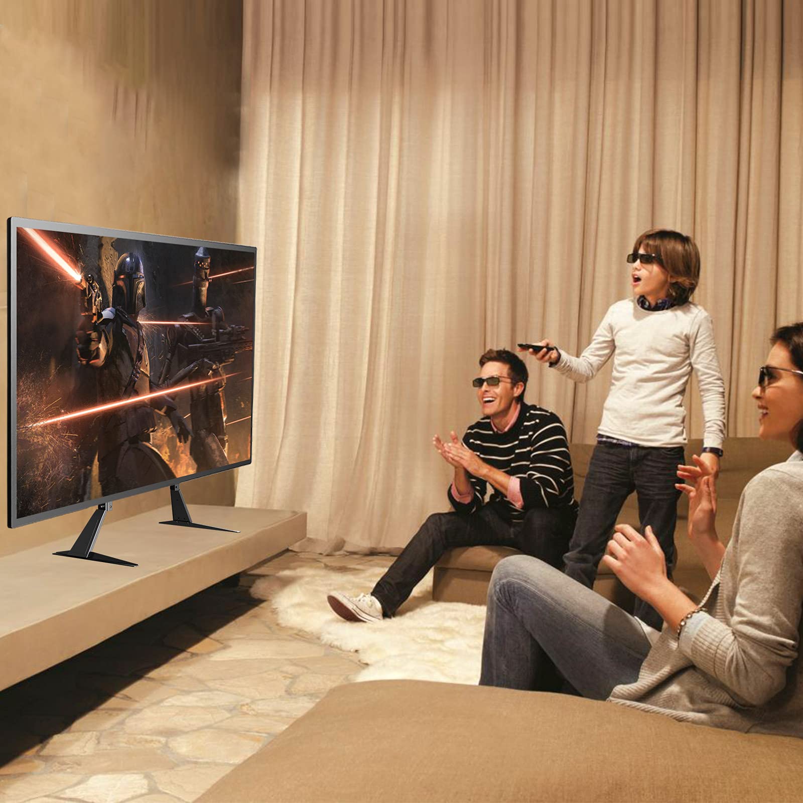 suptek Universal TV Stand, TV Leg Replacement for Most 22-65 inch LCD/LED/OLED/Plasma TVs, Adjustable Table Top TV Feet for Flat&Curved Screen, VESA up to 800x400mm, Capacity 50kgs