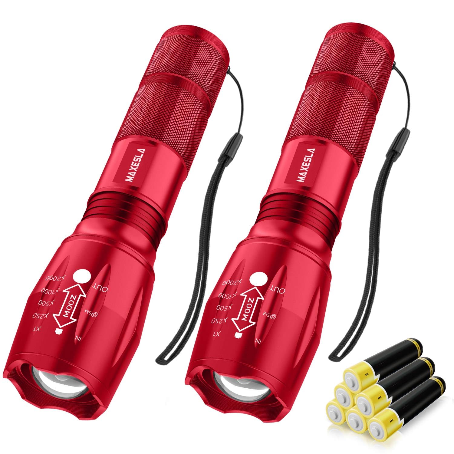 Maxesla LED Torch Battery Powered,Zoomable Torches Led Super Bright,Gifts for Men Dad Kids,Powerful Torches Water,Resistant 5 Modes Small Tactical Torch for Camping Xmas