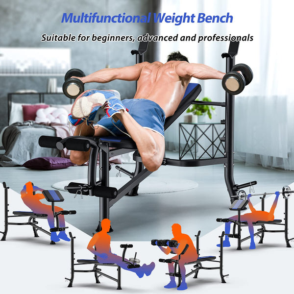 WINNOW Adjustable Weight Bench with Leg Extension and Preacher Curl Home Training Gym Weight Lifting Bench Full-Body Workout Bench Bench Press