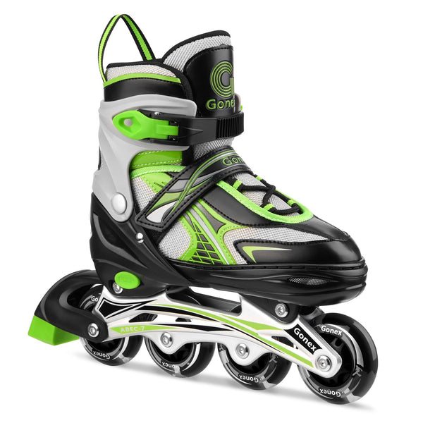 Gonex Children?s Inline Skates, Adjustable Inline Skates for Boys and Girls, EU 31-42, Green, M