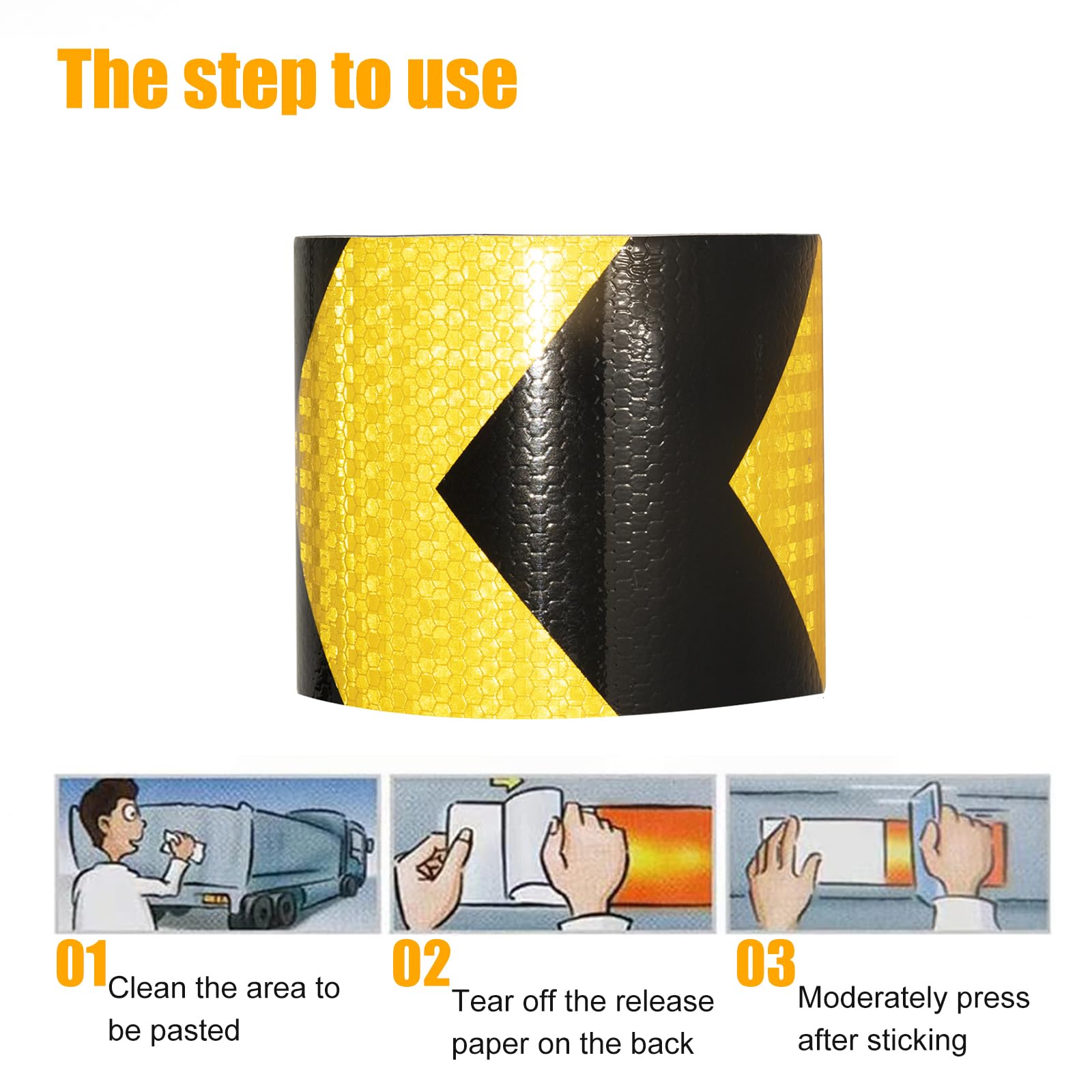 XFXIA Reflective Tape - Yellow & Black, 10cm x 20m, Waterproof, Self-Adhesive Warning Tape for Vehicles, Cars, Trailers, Outdoors