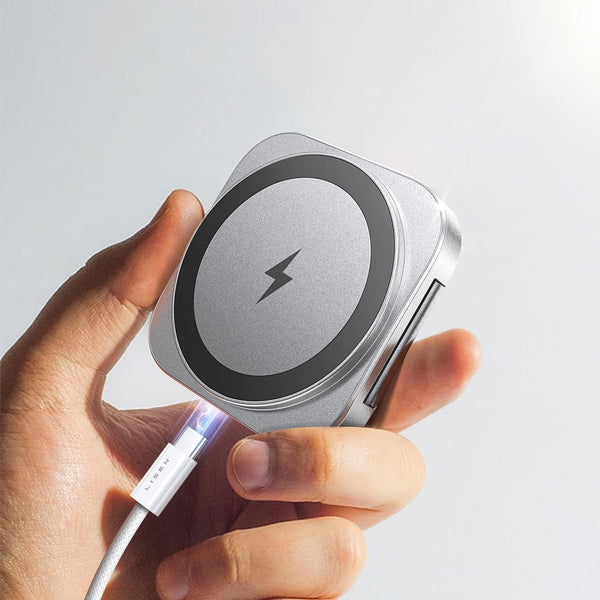 LISEN Travel Magsafe Wireless Charger for iPhone 16 Apple Watch, Mag Safecharger Charging Station Pad Portable Magnetic Charger Stand Dock Desk Accessories for iPhone 16 Pro Max 15 13 12 14 Pro iWatch