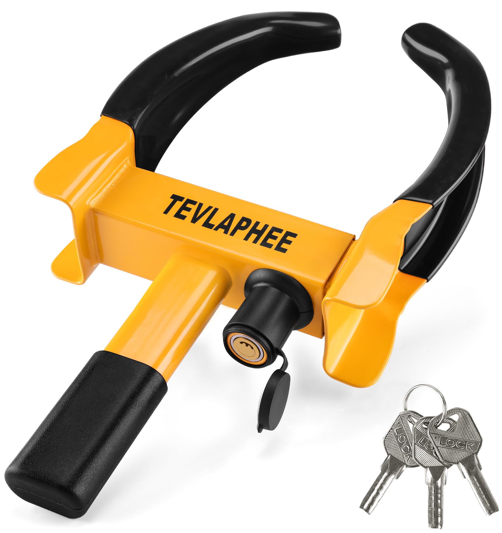Tevlaphee Wheel Clamp Lock Heavy Duty Anti-Theft, Adjustable Security for Cars, Vans, Motorhomes (Fits 7-11" Tyres), Weatherproof & Vandal-Resistant Design (Red&Yellow)