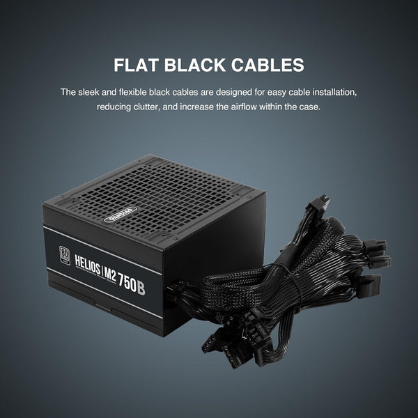 GAMDIAS HELIOS P2-750G Low-Noise ATX PC Power Supply, 80 PLUS Gold Non-Modular Computer PSU, ATX 3.1 & PCIe Gen 5.1 Ready, Native 12VHPWR Cable, Full DC-DC, LLC Resonant Circuit Design, Black