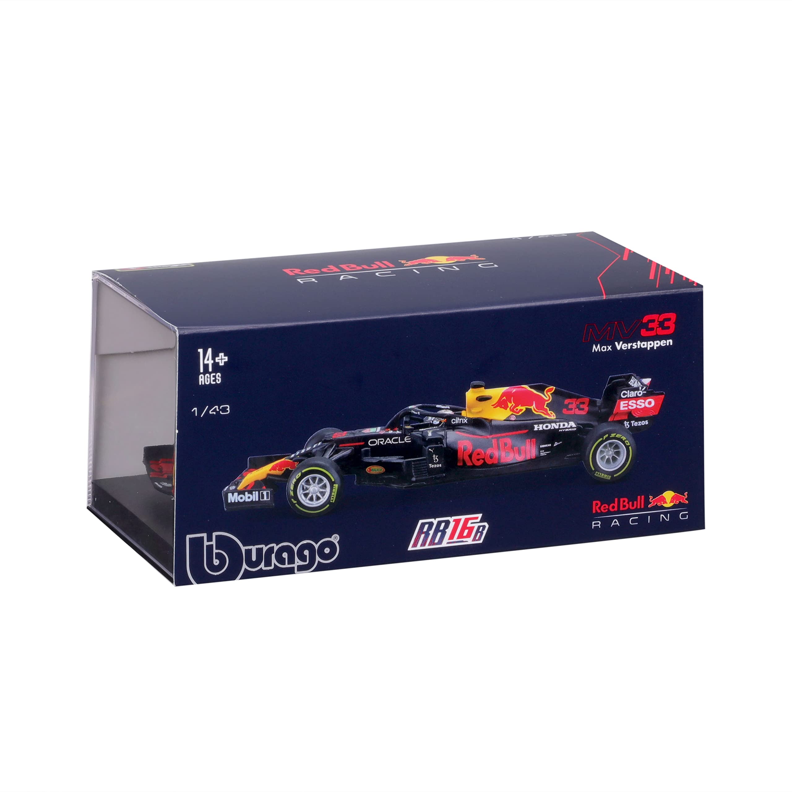 Bburago B18-38056V 1:43 F1 Aston Martin RED Bull Racing RB16B with Helmet Verstappen, Assorted Colours