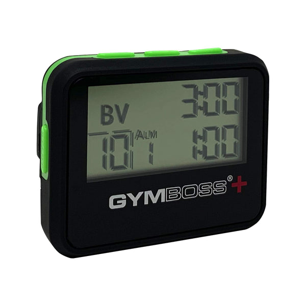 Gymboss PLUS Interval Timer and Stopwatch Strap - Bundle (Black with Green buttons)