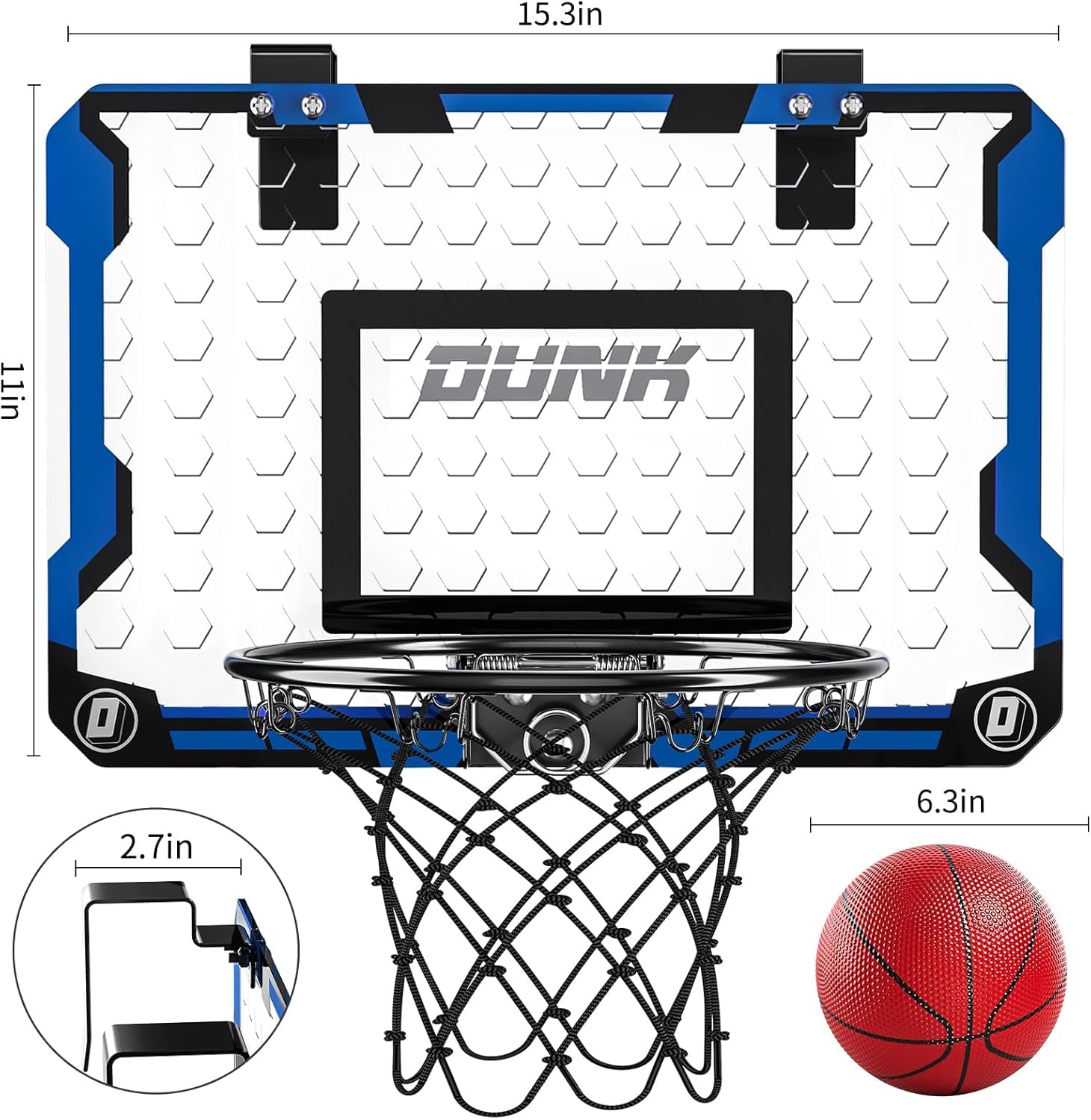 TEMI Basketball Hoop Indoor With 4 Balls, Over The Door for Kids and Adults, Toy Gift for Boys Girls Age 3-12 Years
