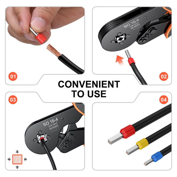 Preciva Wire Crimping Tool Kit,0.08-16mm² with 1275 Ferrules(265 Double Terminals), Ratchet Crimper Tool with Box, Ergonomic Wire Crimping Tool,Wire Connecters Plier