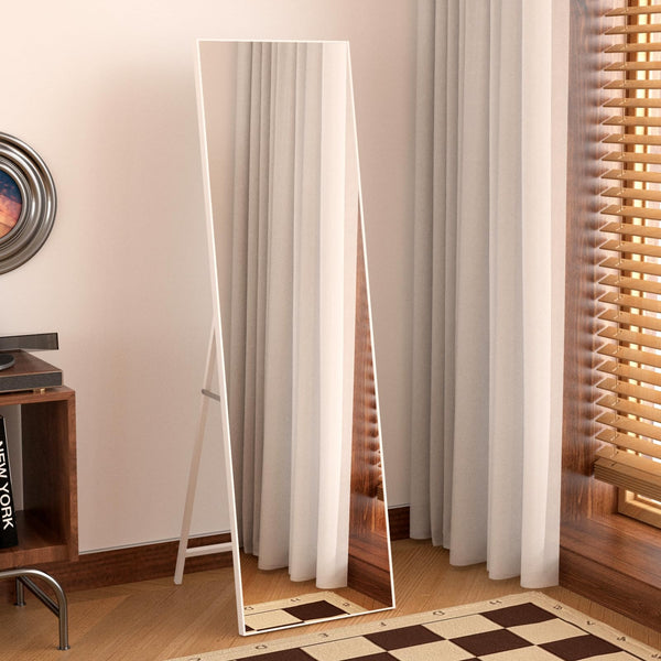 Hoikwo Full Length Mirror 55.12x16.15 inches,Standing Mirror 140x41cm with White Frame for Bedroom, Living Room or Bathroom