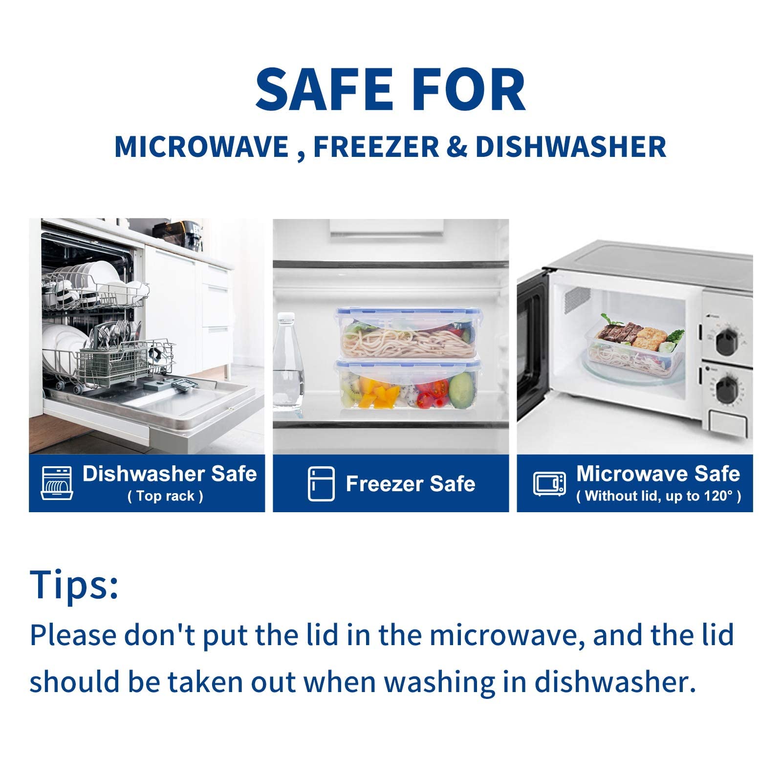 EASYLOCK 6 Pack Airtight Food Storage Container with Lids, Plastic Meal Prep Containers Reusable, 1.15L, Leak-proof Microwave Freezer Dishwasher Safe