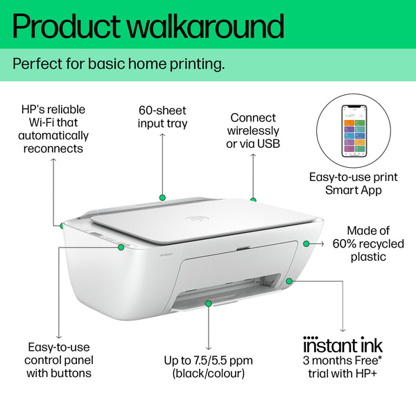 HP DeskJet 2820e All in One Printer | Perfect for Home | Colour | Wireless | Print, Scan & Copy | 5 Months of Instant Ink limited time only | Easy Setup & Reliable Wi-Fi| Cement