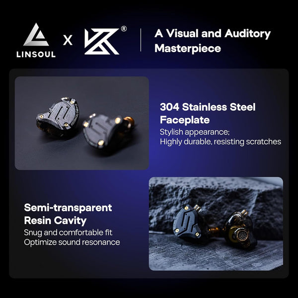 Linsoul KZ ZS10 Pro, 4BA+1DD 5 Driver in Ear Monitor, HiFi Wired Earbuds, Gaming Earbuds, Hybrid IEM Earphones with Stainless Steel Faceplate, Recessed 2 Pin Detachable Cable(With Mic, Glare Blue)