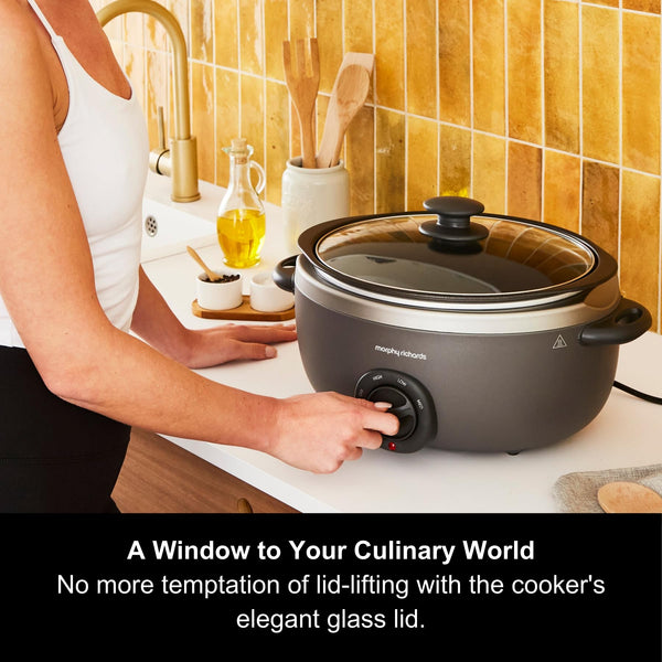 Morphy Richards 461022 Slow Cooker, Aluminium, 240 W, 6.5 liters, Titanium