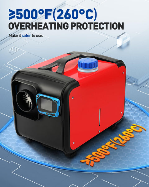 ShockFlo 12V 5KW Diesel Air Heater, All in One Parking Heater Kit with Remote Control, Silencer and LCD Display, Fast Heating, for RV Truck, Motorhomes, Boat, Bus, Car Trailer, Caravans